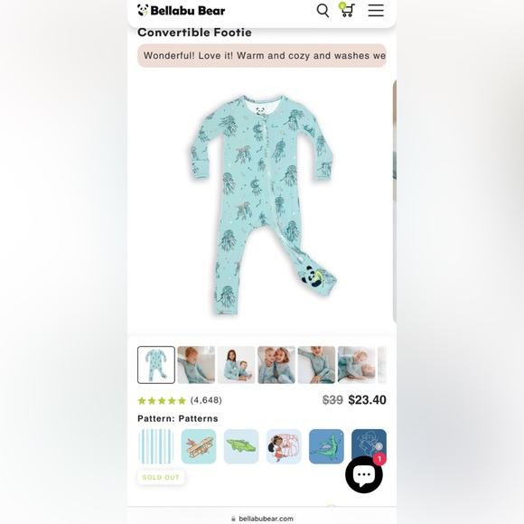 BELLABU BEAR BAMBOO CONVERTIBLE ZIPPY - Picture 1 of 3